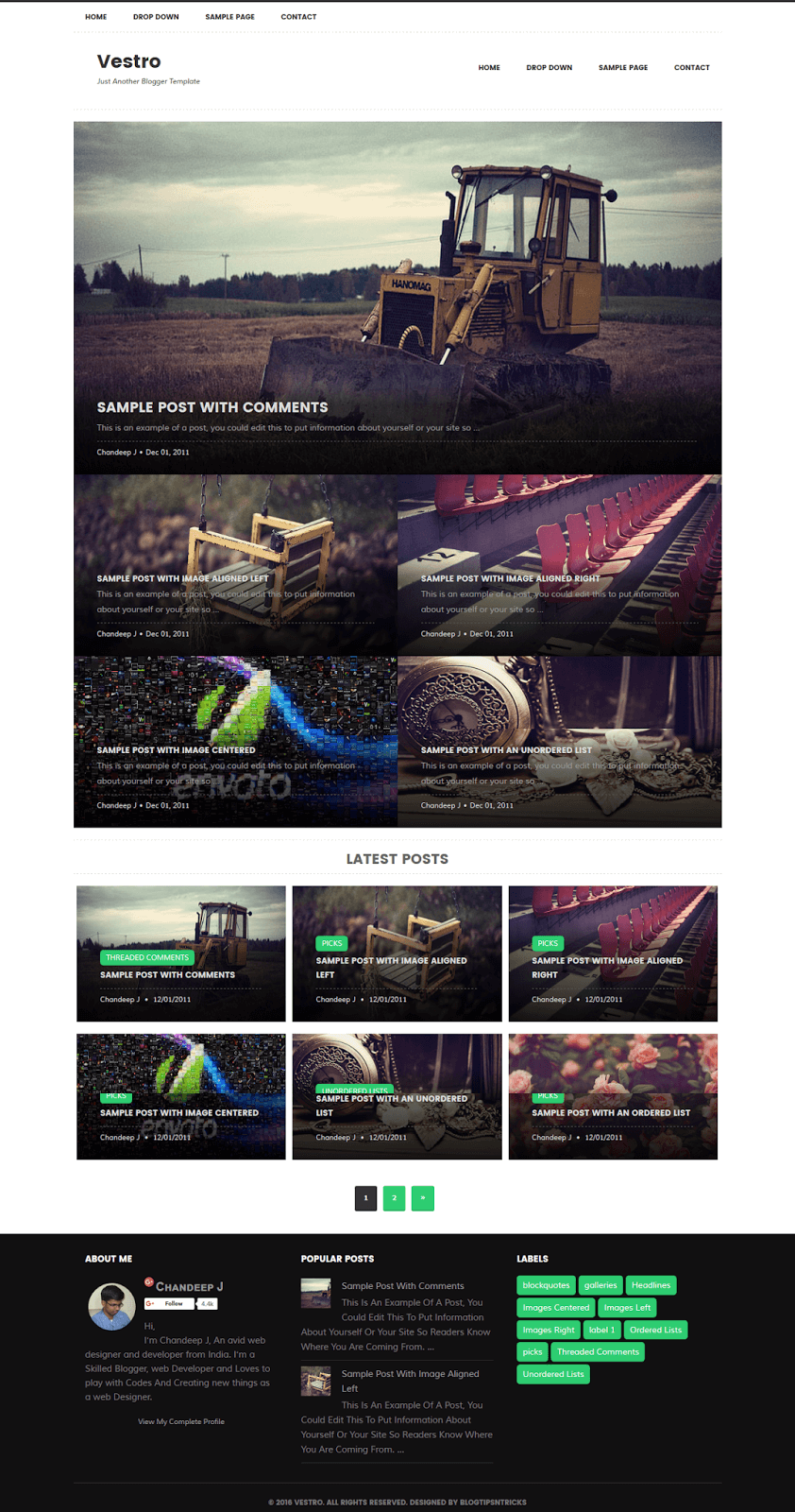 Vestro Free Blogger Template