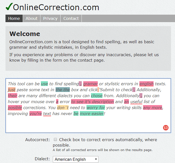 onlinecorrection